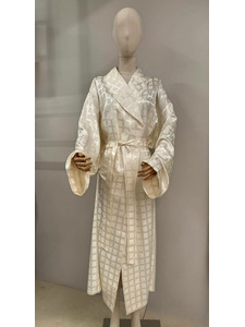 Халат унисекс Клетка кремовая шелковый / Silk Made in Germany