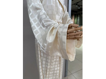 Халат унисекс Клетка кремовая шелковый / Silk Made in Germany