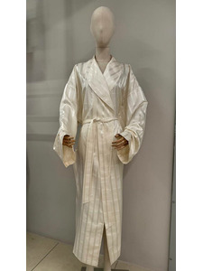Халат унисекс Мелкая полоска кремовая шелковый / Silk Made in Germany