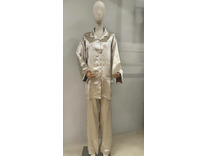 Пижама унисекс натуральный шелк, рубашка и брюки Точечная мозаика золотая / Silk Made in Germany