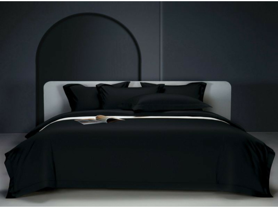 Постельное белье Черный бархатный полисатин 1,5 сп / Winni