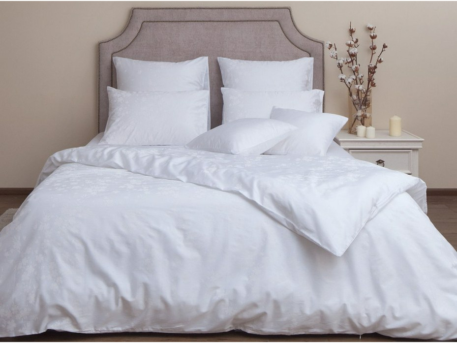 Простыня на резинке Белый сатин премиум 180*200 / Спать Пора