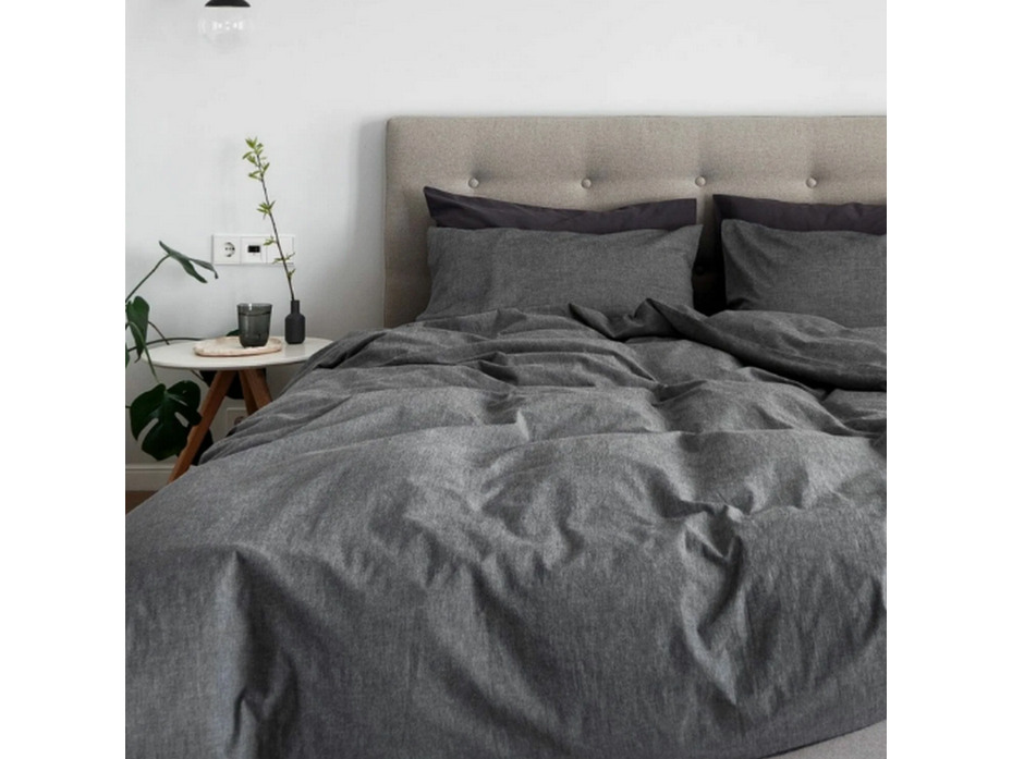 Наволочка 143YD-18 Серый уваренный хлопок 50*70 / Tia