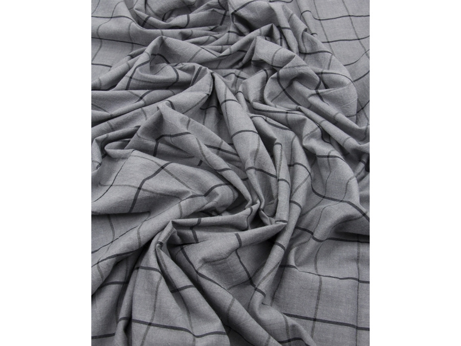Пододеяльник 143YD-54 Серый клетка уваренный хлопок 145*215 / Tia