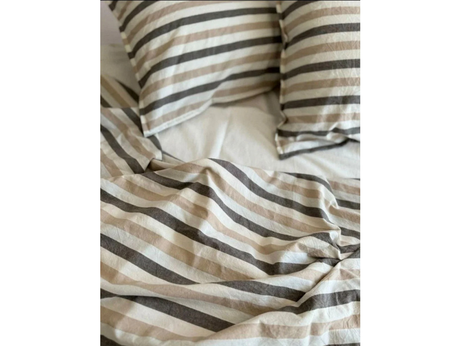 Пододеяльник 143YD-74 Кофейный широкая полоса уваренный хлопок 200*220 / Tia