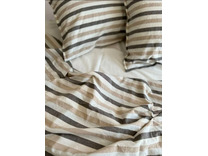 Пододеяльник 143YD-74 Кофейный широкая полоса уваренный хлопок 200*220 / Tia