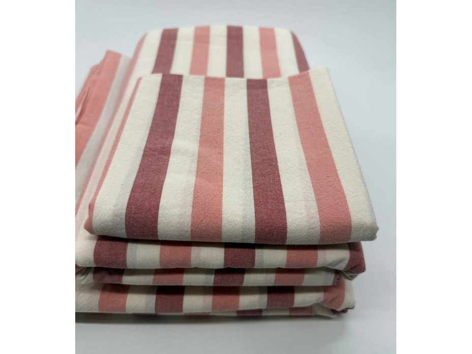 Простыня 143YD-70 Бордово-розовый широкая полоса уваренный хлопок 240*260 / Tia