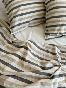 Простыня 143YD-74 Кофейный широкая полоса уваренный хлопок 240*260 / Tia