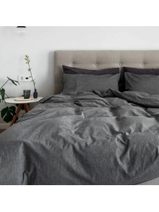 Простыня 143YD-18 Серый уваренный хлопок 180*260 / Tia