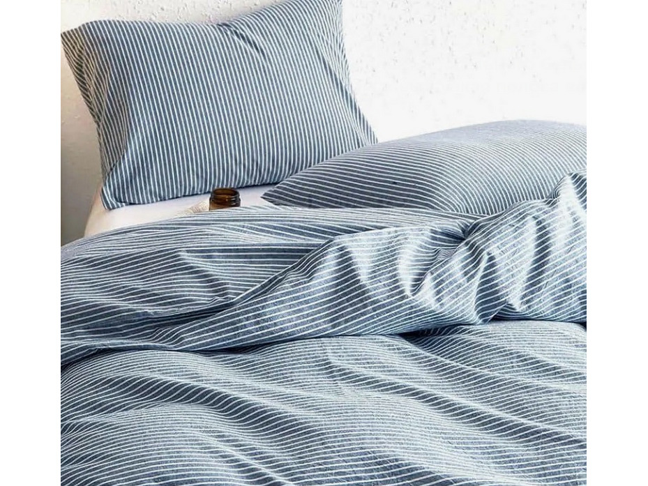 Пододеяльник 143YD-52 Джинс белая полоса уваренный хлопок 200*220 / Tia