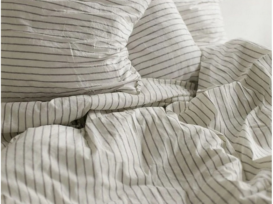 Пододеяльник 143YD-66 Белый полоса уваренный хлопок 200*220 / Tia