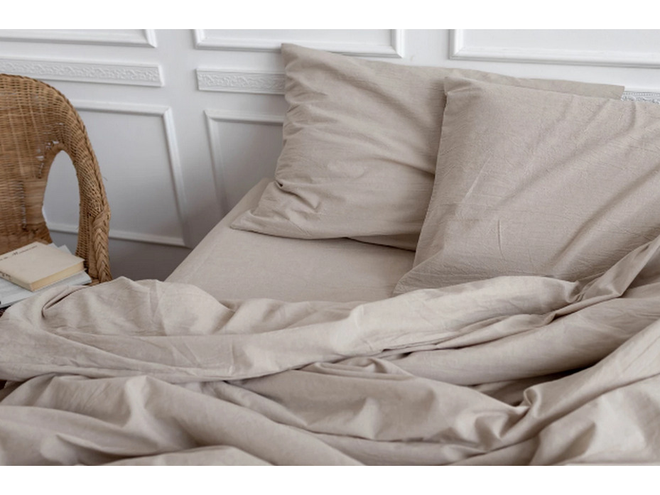 Наволочка 143YD-11 Бежевый уваренный хлопок 70*70 / Tia