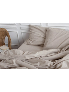 Наволочка 143YD-11 Бежевый уваренный хлопок 70*70 / Tia