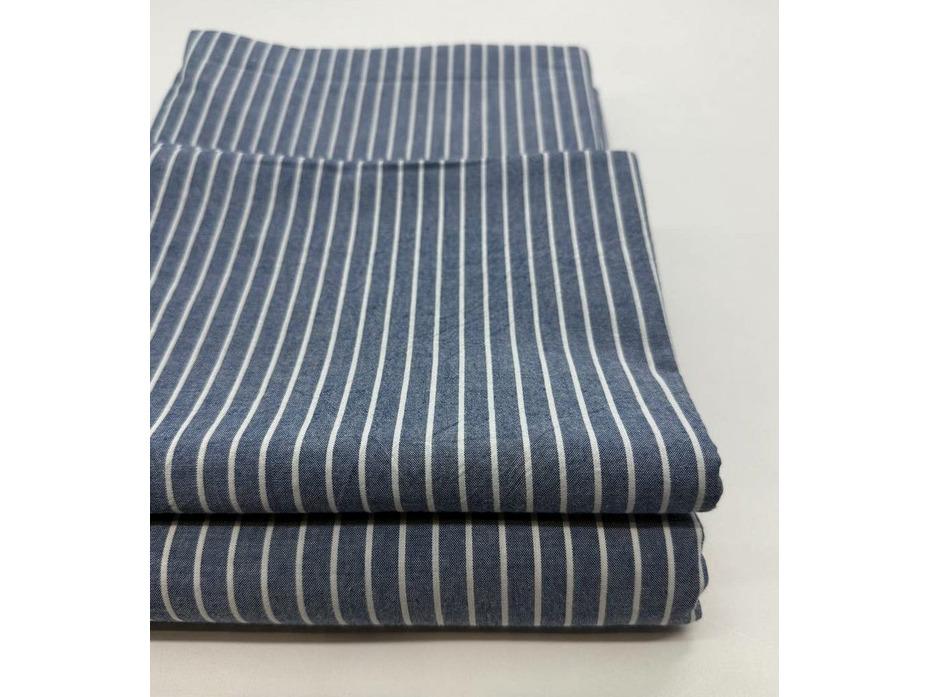 Простыня 143YD-52 Джинс белая полоса уваренный хлопок 180*260 / Tia