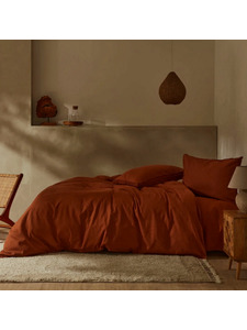 Пододеяльник 143YD-27 Терракот уваренный хлопок 200*220 / Tia