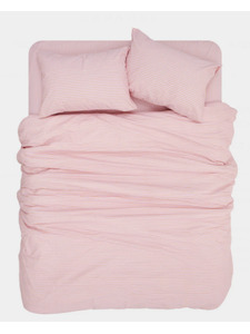 Простыня 143YD-84 Персиковый тонкая полоса уваренный хлопок 240*260 / Tia