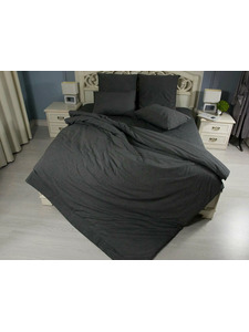 Наволочка 143YD-10 Темно-серый уваренный хлопок 50*70 / Tia