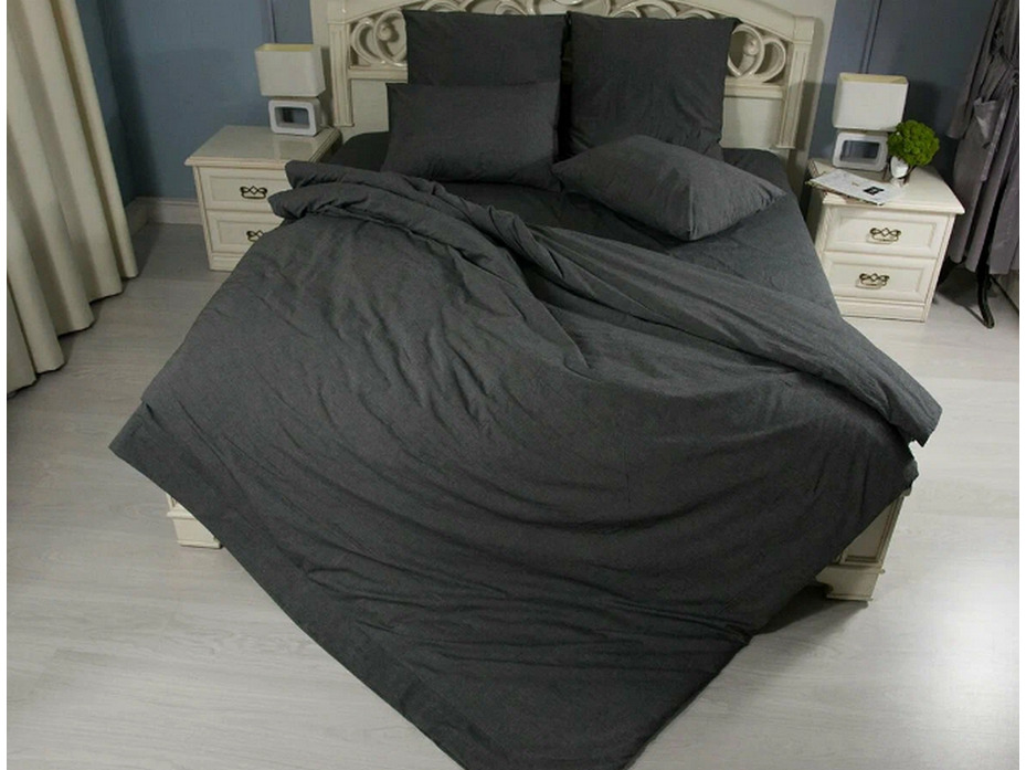 Наволочка 143YD-10 Темно-серый уваренный хлопок 70*70 / Tia