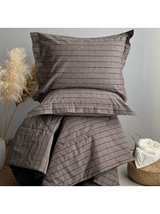 Наволочка 143YD-48 Коричневый меланж клетка уваренный хлопок 70*70 / Tia