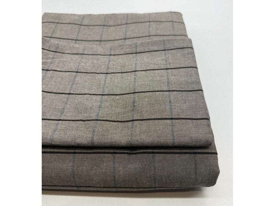 Простыня 143YD-48 Коричневый меланж клетка уваренный хлопок 240*260 / Tia