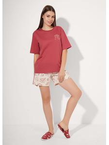 Пижама женская, футболка и шорты LP26-1211 / Clever