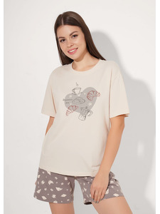 Пижама женская, футболка и шорты LP26-1211/1 / Clever