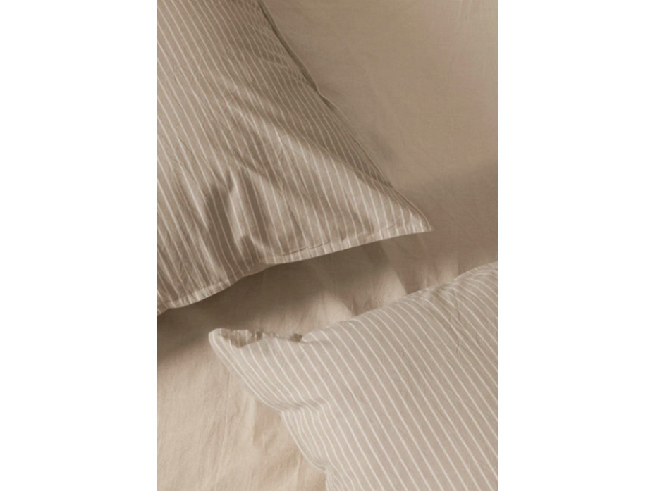 Наволочка 143YD-85 Бежевый тонкая полоса уваренный хлопок 70*70 / Tia