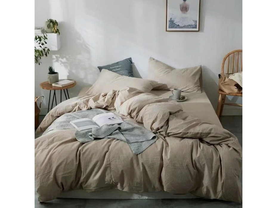 Пододеяльник 143YD-16 Бежевый уваренный хлопок 160*220 / Tia