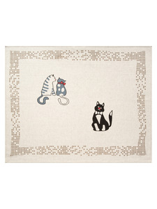 Полотенце 20С130-ШР Коты 1 льняное 45*60 / Белорусский лен