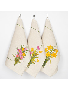 Набор полотенец 24С112-ШР Букеты-3 льняные (45*60, 3 шт) / Белорусский лен