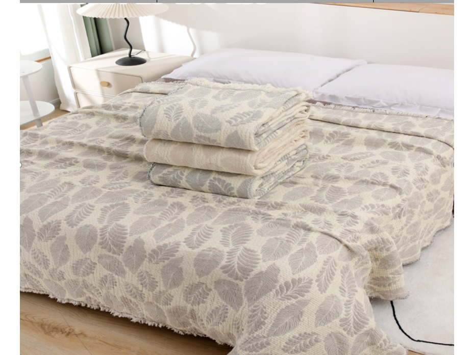 Покрывало 3010624 листья на светлом хлопковое 200*230 / 7-я