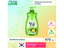 Концентрированное средство для мытья посуды Chamgreen Зеленый цитрус флакон 970 мл / Lion Концентрированное средство для мытья посуды Chamgreen Зеленый цитрус флакон 970 мл / Lion