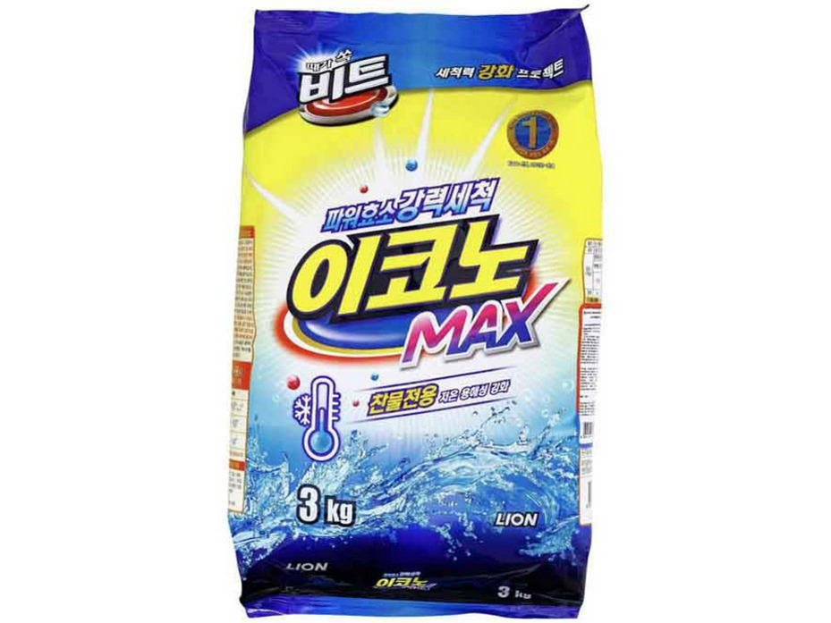 Концентрированный стиральный порошок Beat econo max для ручной и автоматической стирки в холодной воде мягкая упаковка 3кг / Lion