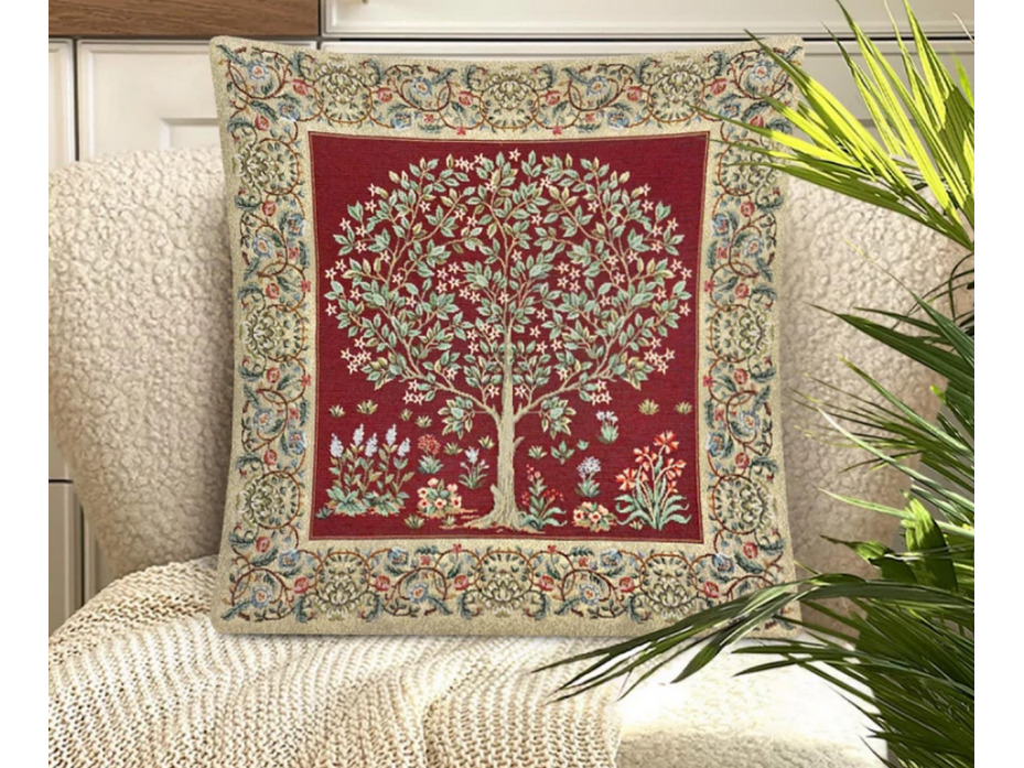 Наволочка декоративная 2416356 древо бордо гобелен 45*45 / Le Gobelin