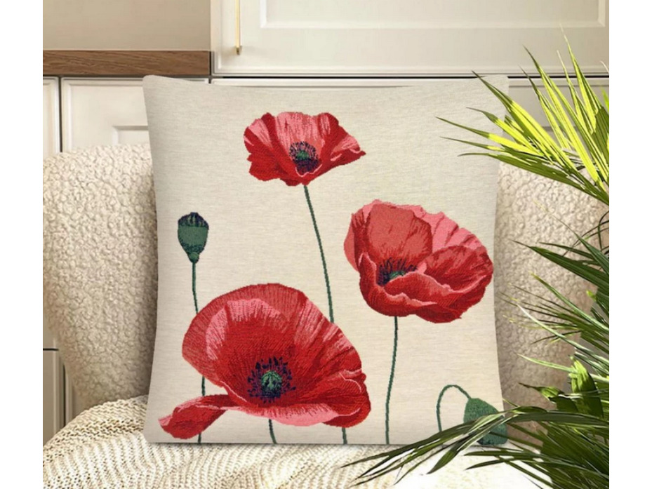 Наволочка декоративная 2413168 Красные маки гобелен 45*45 / Le Gobelin