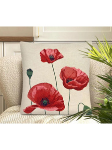 Наволочка декоративная 2413168 Красные маки гобелен 45*45 / Le Gobelin