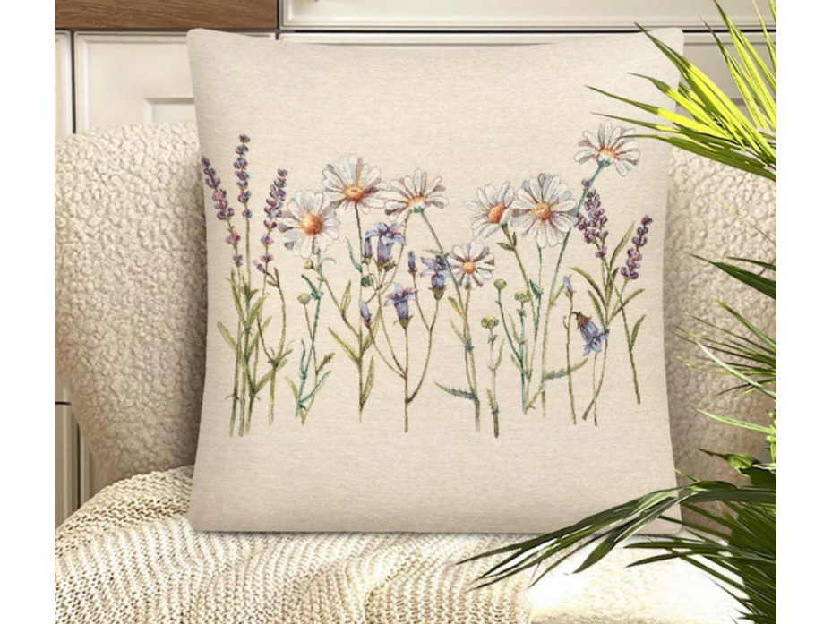 Наволочка декоративная 2416523 Ромашки меланж гобелен 45*45 / Le Gobelin