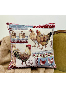 Наволочка декоративная 2100643 Петушки и курочки гобелен 45*45 / Le Gobelin