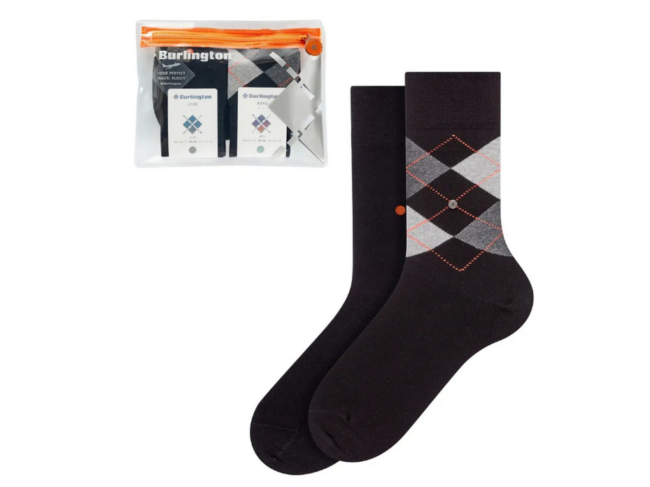 Носки мужские 2 пары 21404 (0030) Travel Pouch / Burlington