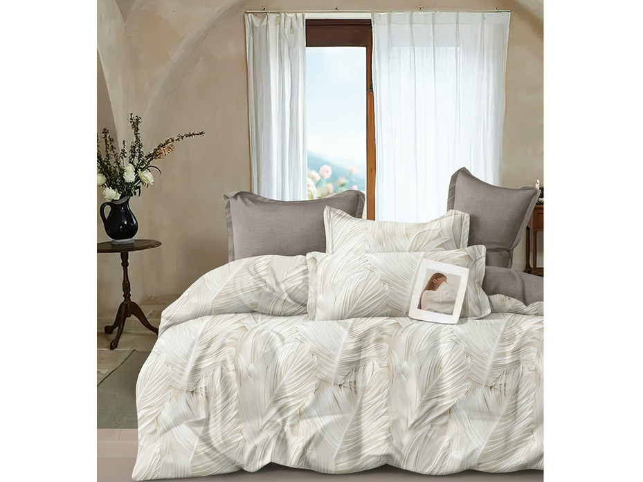 Постельное белье 7623 Листья сатин Евро сп / Tia