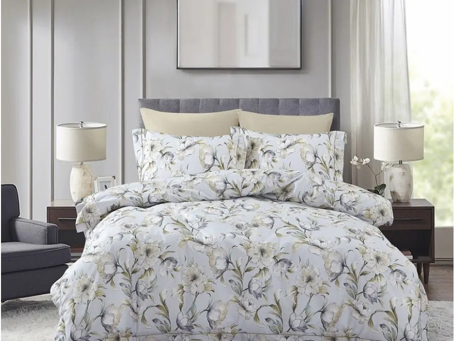 Постельное белье с простыней на резинке 2345-6/180 сатин Евро сп / Asabella