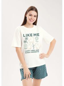 Пижама женская, футболка и шорты LP26-1225/1 / Clever