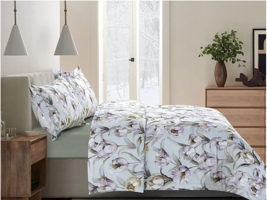 Постельное белье с одеялом 2364-OMP сатин премиум Евро сп / Asabella