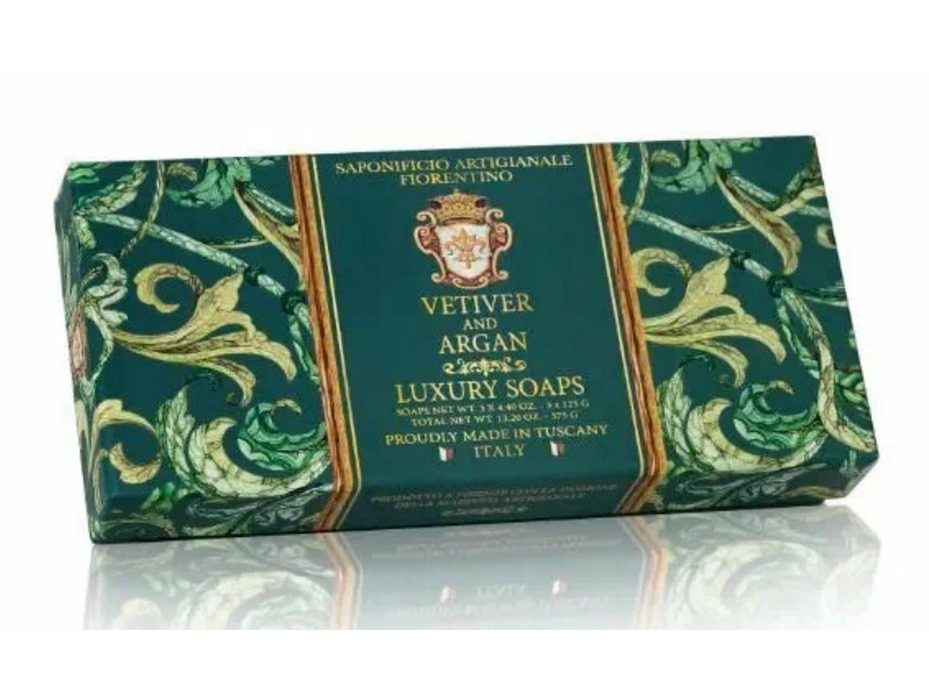 Мыло Vetiver and argan с ароматом ветивера и аргана, 125 гр (3 шт) / Saponificio Artigianale Fiorentino Мыло Vetiver and argan с ароматом ветивера и аргана, 125 гр (3 шт) / Saponificio Artigianale Fiorentino
