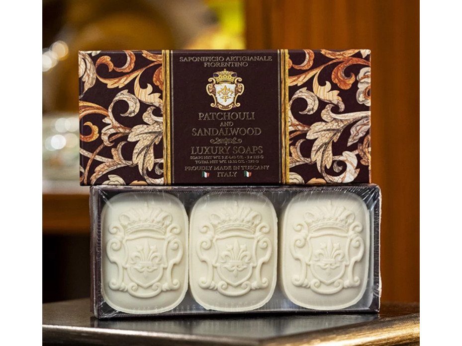 Мыло Patchouli and sandalwood с ароматом пачулей и сандалового дерева, 125 гр (3 шт) / Saponificio Artigianale Fiorentino Мыло Patchouli and sandalwood с ароматом пачулей и сандалового дерева, 125 гр (3 шт) / Saponificio Artigianale Fiorentino
