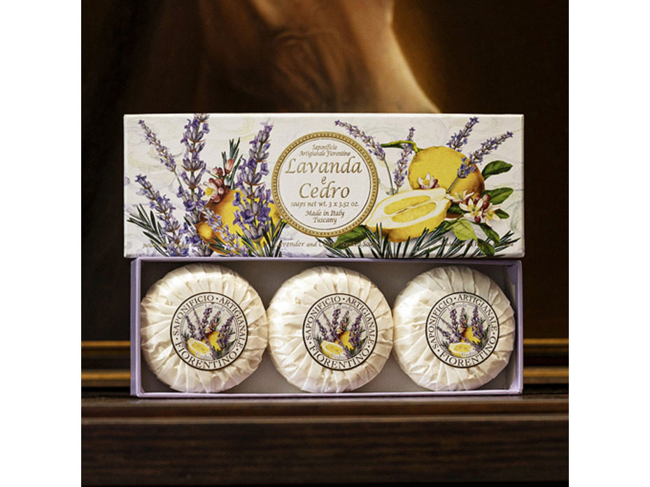 Мыло Lavander and cedar с ароматом лаванды и кедра, 100 гр (3 шт) / Saponificio Artigianale Fiorentino