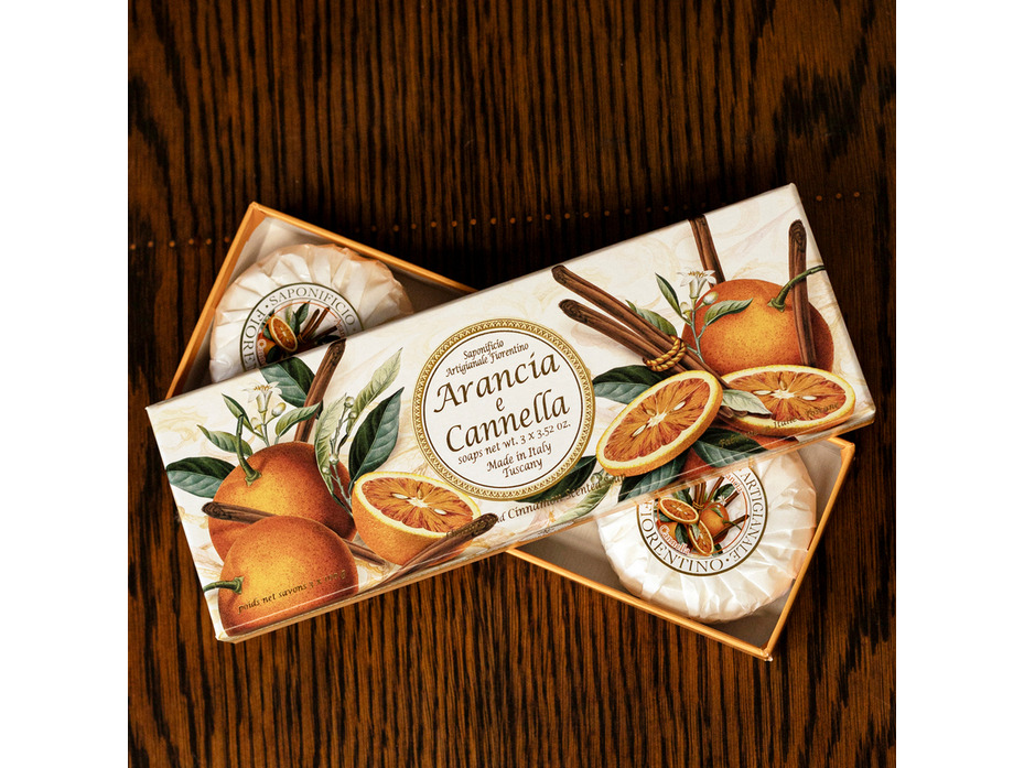 Мыло Orange and cinnamon с ароматом апельсина и корицы, 100 гр (3 шт) / Saponificio Artigianale Fiorentino Мыло Orange and cinnamon с ароматом апельсина и корицы, 100 гр (3 шт) / Saponificio Artigianale Fiorentino