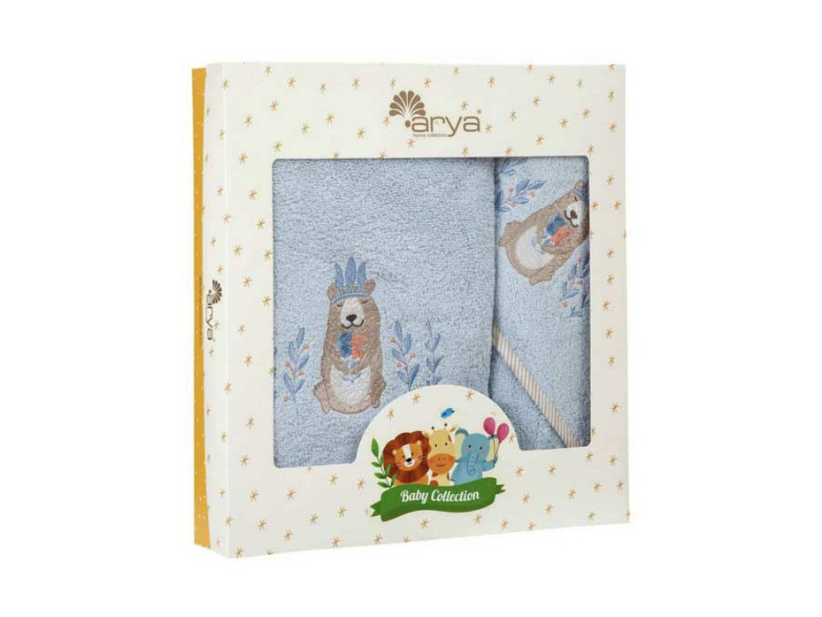 Набор детский Bear полотенце с капюшоном 75*75 см., полотенце 70*140 см / Arya