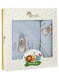 Набор детский Bear полотенце с капюшоном 75*75 см., полотенце 70*140 см / Arya