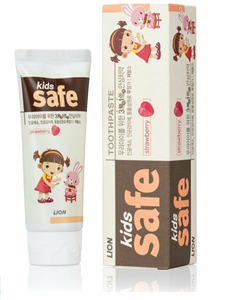 Детская зубная паста со вкусом клубники Kids Safe от 3-х до 12 лет, 90 гр / Lion